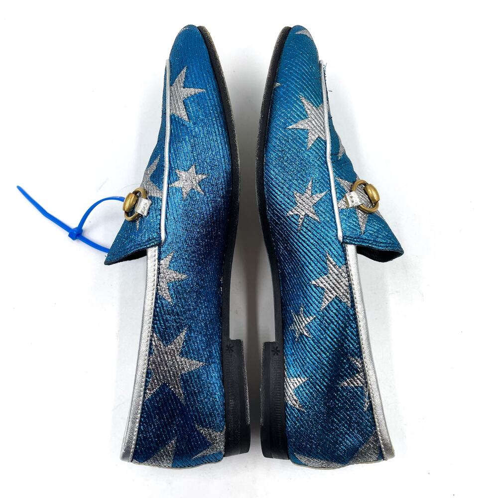 Gucci Jordaan Starry Sky Loafers Blue Metallic Silver Horsebit Leather Sz 37 / 7 - Picture 7 of 12